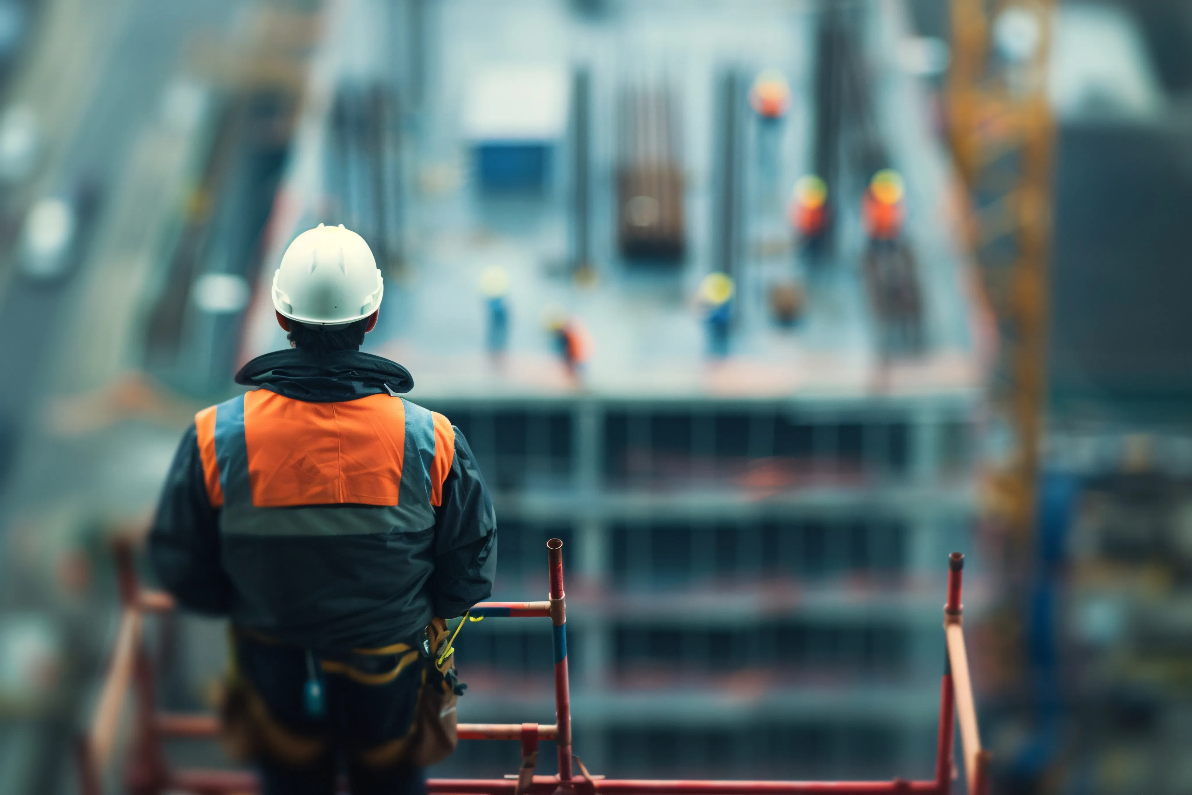 Construction worker overseeing site